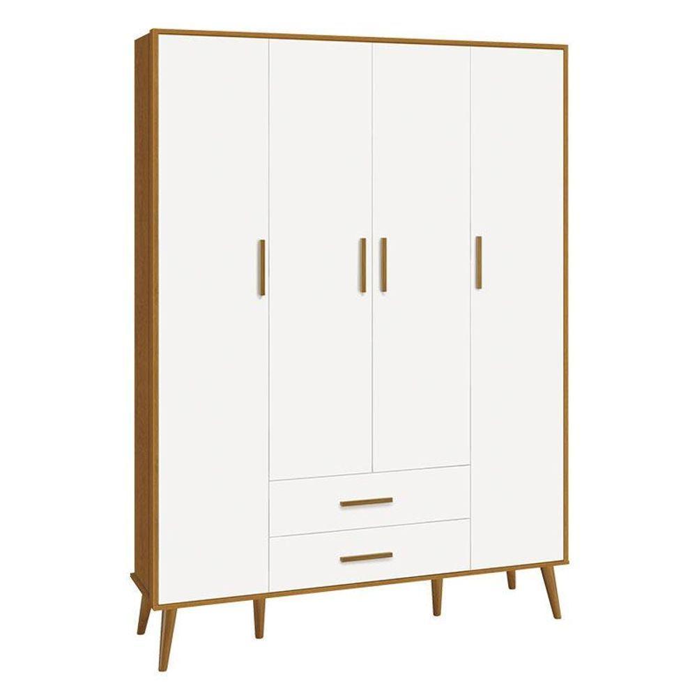 Cômoda Gaveteiro E Guarda Roupa Infantil 4 Portas Isis Branco Acetinado Savana - Reller - 6