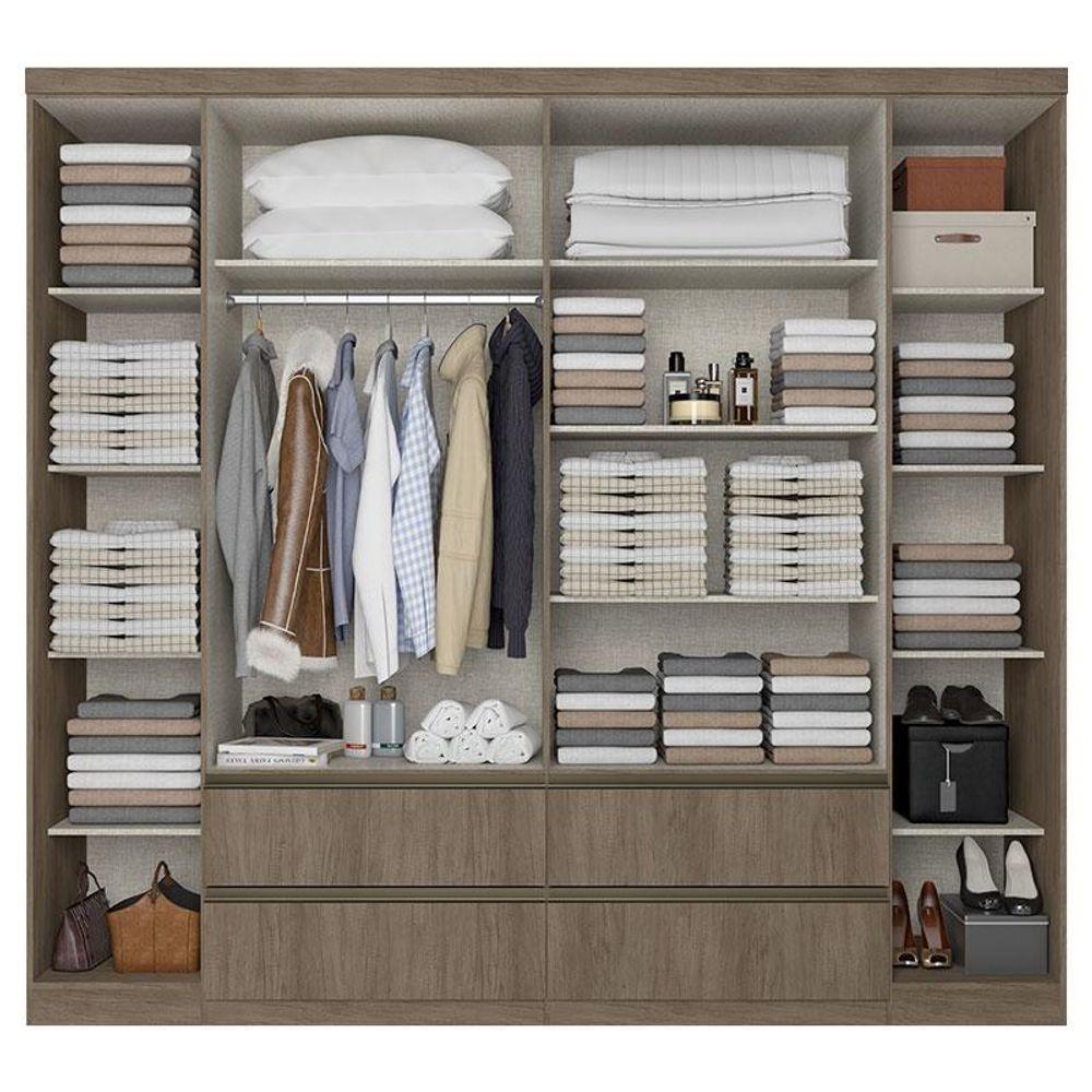 Guarda Roupa Casal Nobre 6 Portas Rustic Acetinado E Cabeceira Com Mesas De Cabeceira Formosa Glass Rustic- Thb - 3