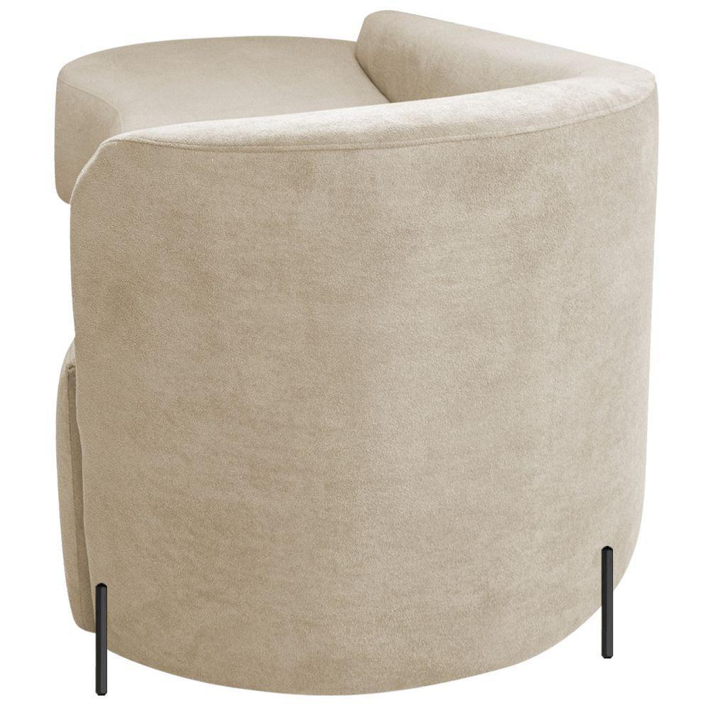 Divã Recamier Orgânico França 160cm Lado Esq Pés Metal Preto Linho Bege - 7
