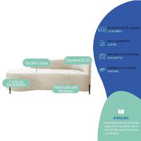 Divã Recamier Orgânico França 160cm Lado Esq Pés Metal Preto Linho Bege - 6