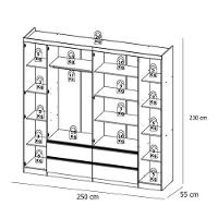 Guarda Roupa Casal Nobre 6 Portas Full Glass Rustic Acetinado E Cabeceira Com Mesas De Cabeceira Formosa Rustic- Thb