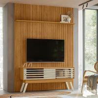 Painel Piso Teto New Interlagos Com Rack Bancada Frizz 1.5 New Premium Ambiente Cumaru Opala - Madetec - 1