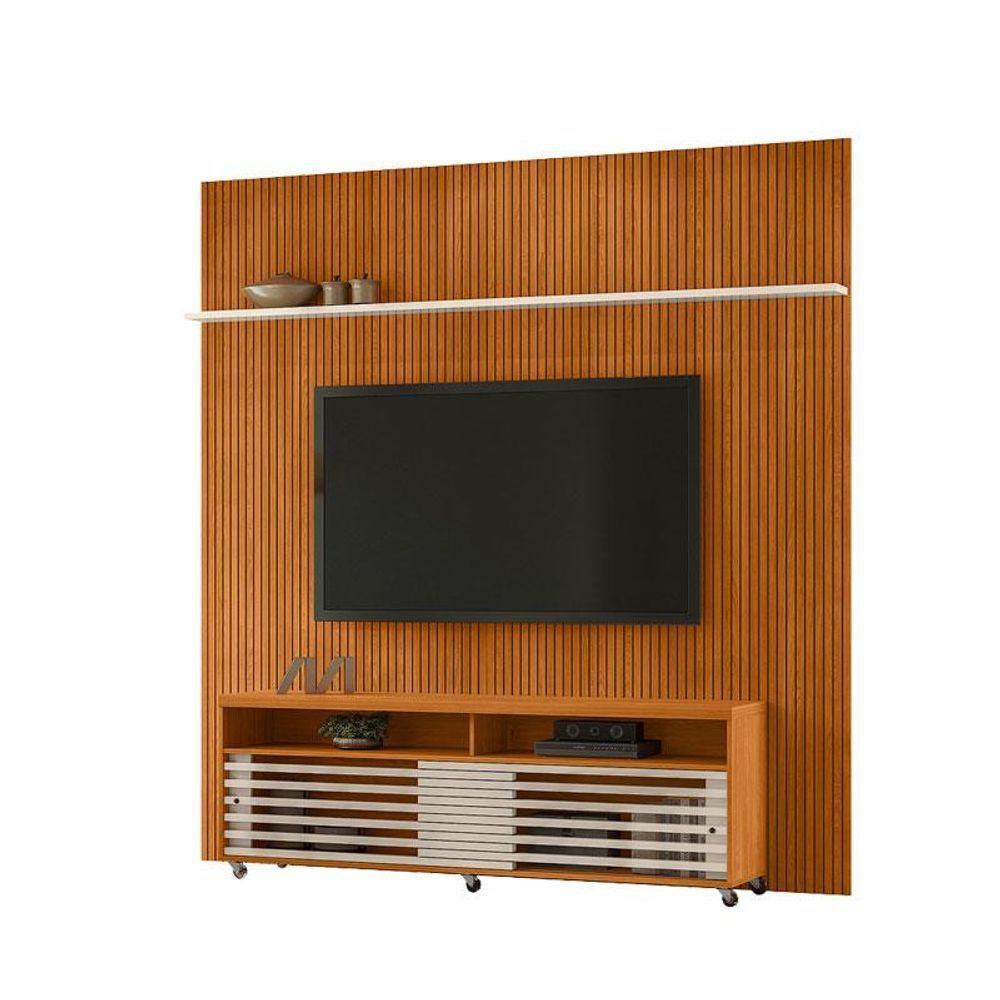 Painel Piso Teto New Guaporé Com Rack Bancada Frizz Cross New Prestige Ambiente Cinamomo Off White - Madetec - 2