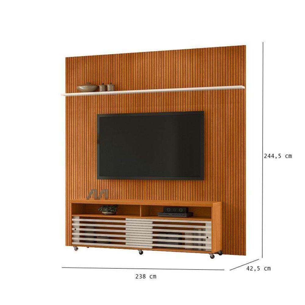 Painel Piso Teto New Guaporé Com Rack Bancada Frizz Cross New Prestige Ambiente Cinamomo Off White - Madetec - 3