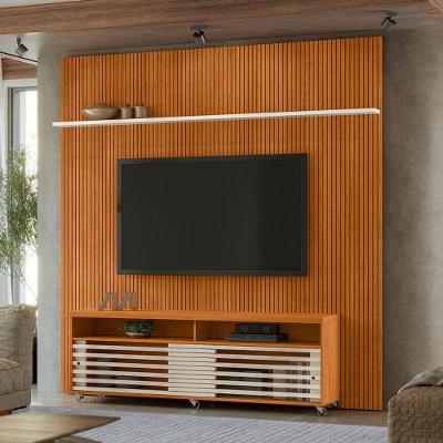 Painel Piso Teto New Guaporé Com Rack Bancada Frizz Cross New Prestige Ambiente Cinamomo Off White - Madetec