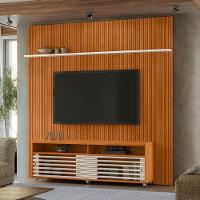 Painel Piso Teto New Guaporé Com Rack Bancada Frizz Cross New Prestige Ambiente Cinamomo Off White - Madetec - 1