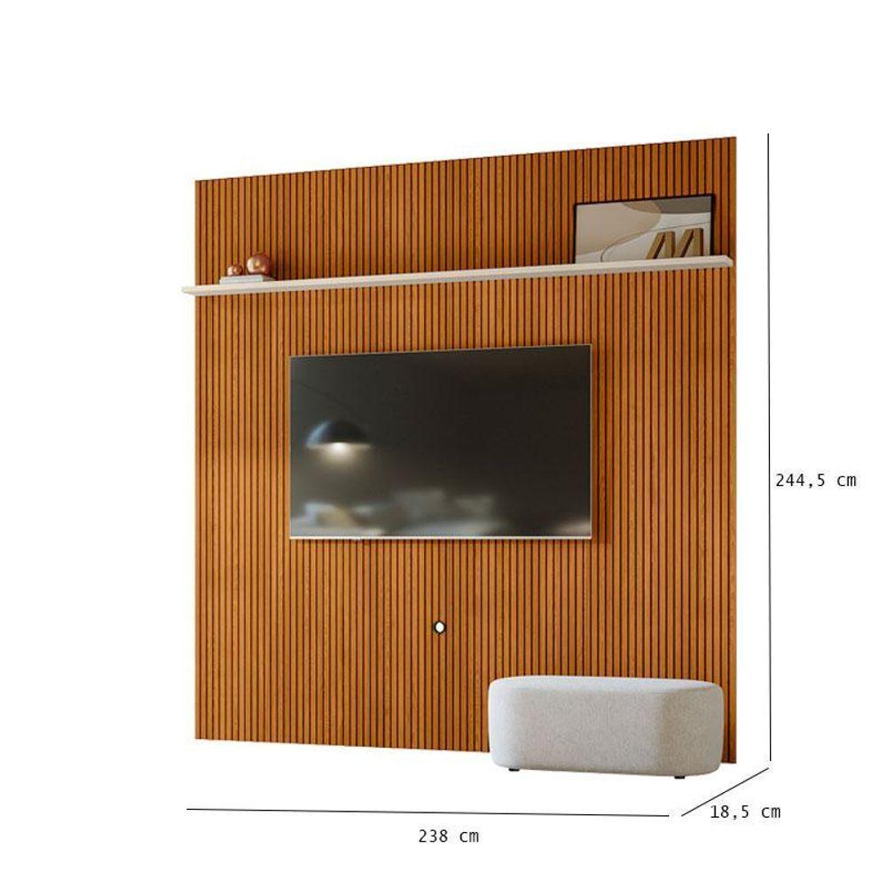 Painel Piso Teto New Guaporé Com Rack Bancada Selene New Luna Ambiente Cinamomo Off White - Madetec - 5