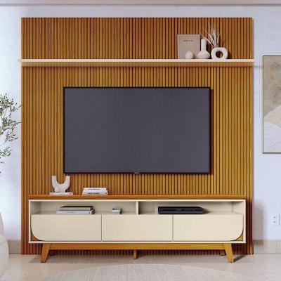 Painel Piso Teto New Guaporé Com Rack Bancada Selene New Luna Ambiente Cinamomo Off White - Madetec