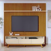 Painel Piso Teto New Guaporé Com Rack Bancada Selene New Luna Ambiente Cinamomo Off White - Madetec - 1