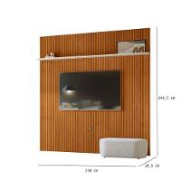 Painel Piso Teto New Guaporé Com Rack Bancada Selene New Luna Ambiente Cinamomo Off White - Madetec - 5