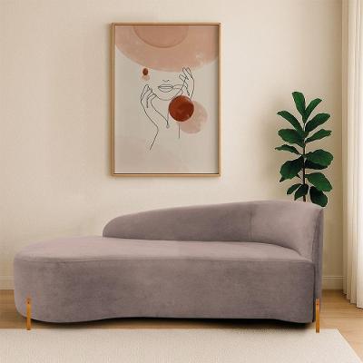 Divã Recamier Orgânico França 140cm Lado Esq Pés Madeira Linho Rosê