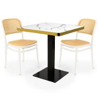 Conjunto Mesa De Jantar Redonda Venezia 70x70cm Branca Com 2 Cadeiras Roma - Branco - 1