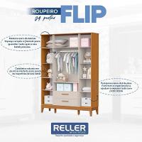 Guarda Roupa Infantil Flip 4 Portas Areia Acetinado Savana - Reller - 4