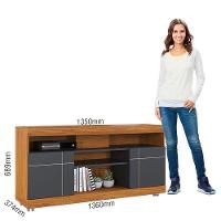 Rack Bancada Yara Com Mesa De Centro Jeri Noce Milano Preto Acetinado - Colibri