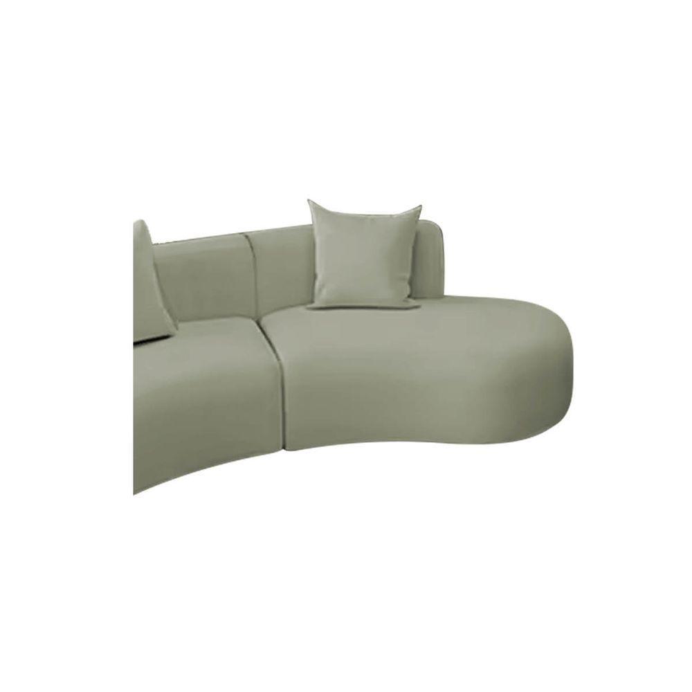 Kit Sofá Modular 4 Lugares 360cm Moderno Curvo Orgânico Duna Bouclé Verde Oliva - 5