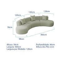 Kit Sofá Modular 4 Lugares 360cm Moderno Curvo Orgânico Duna Bouclé Verde Oliva - 3