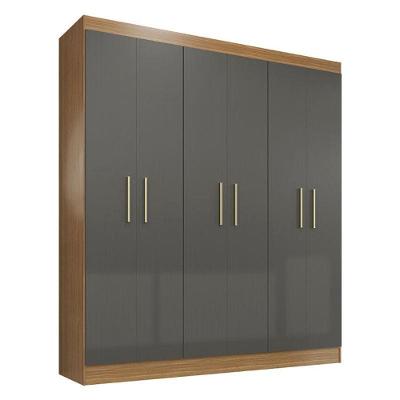 Guarda Roupa Casal Ipê 6 Portas Freijó Gris Fosco - Kits Paraná