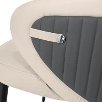 Cadeira De Jantar Estofada Milano Design Italiano Revestimento Em Pu Com Pés Metálicos E Encosto Ergonômico - Bege-cinza - 10