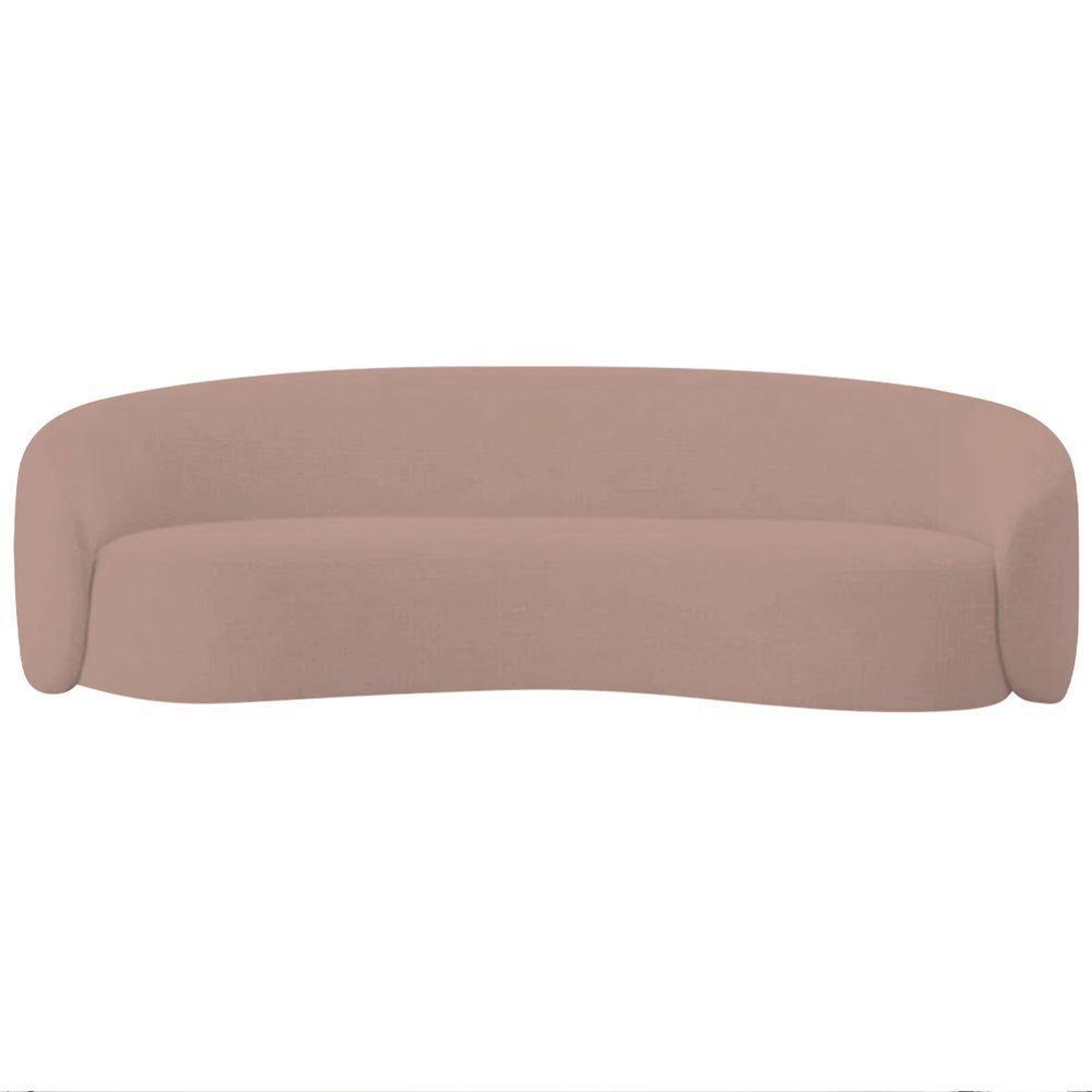 Sofá 2 Lugares Amore 160cm Orgânico Luxo Recepção Escritório Linho Rosê - 3