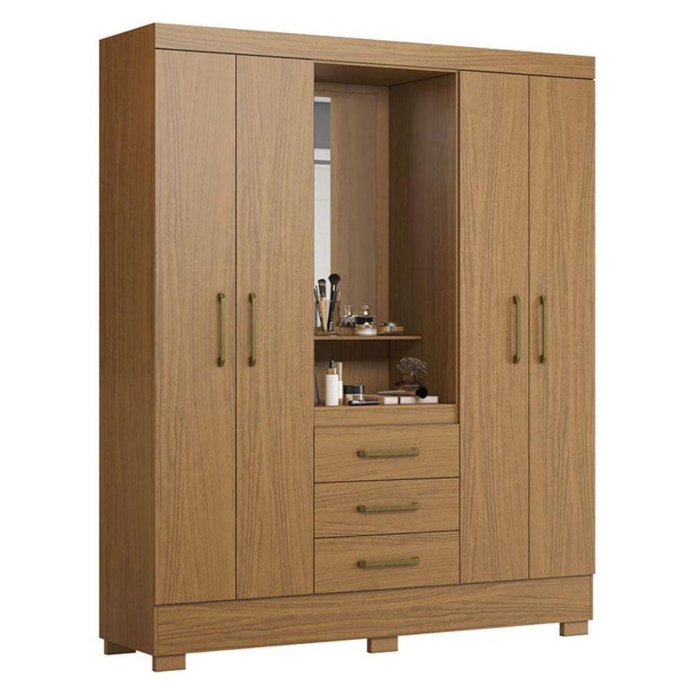 Guarda Roupa Solteiro Paris 2045150 Com Armário Multiuso 2000192 E Cômoda 2014143 Atacama - Aramóveis - 2