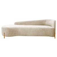 Divã Recamier Orgânico França 160cm Lado Esq Pés Madeira Bouclé Bege - 5