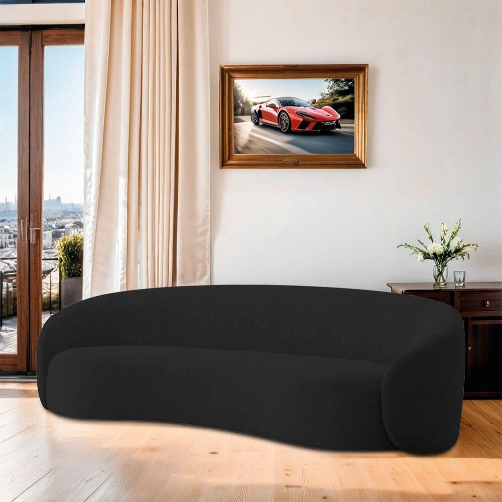 Sofá 2 Lugares Amore 160cm Orgânico Luxo Recepção Escritório Linho Preto - 2