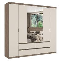 Guarda Roupa Casal Nobre 6 Portas Glass Rustic Off White E Cabeceira Com Mesas De Cabeceira Formosa Rustic- Thb - 2