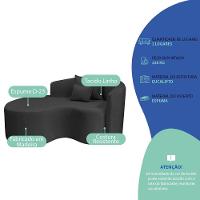 Divã Recamier Curvo Sala De Estar Recepção Inglaterra 150cm Lado Esquerdo Linho Preto