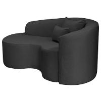 Divã Recamier Curvo Sala De Estar Recepção Inglaterra 150cm Lado Esquerdo Linho Preto - 6