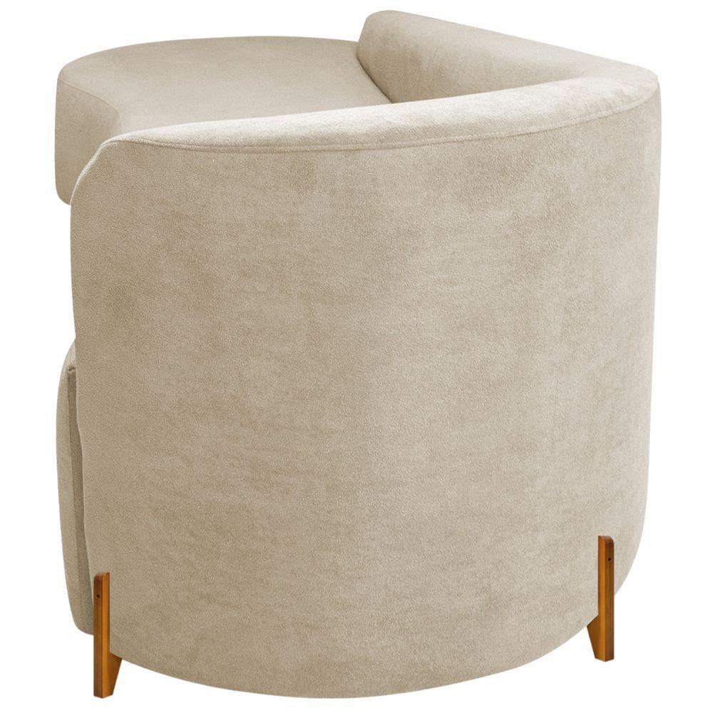 Divã Recamier Orgânico França 160cm Lado Esq Pés Madeira Linho Bege - 3