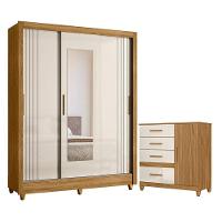 Guarda Roupa Casal Bolívia E Cômoda Vênus Com Pés Freijó Off White - Moval - 1