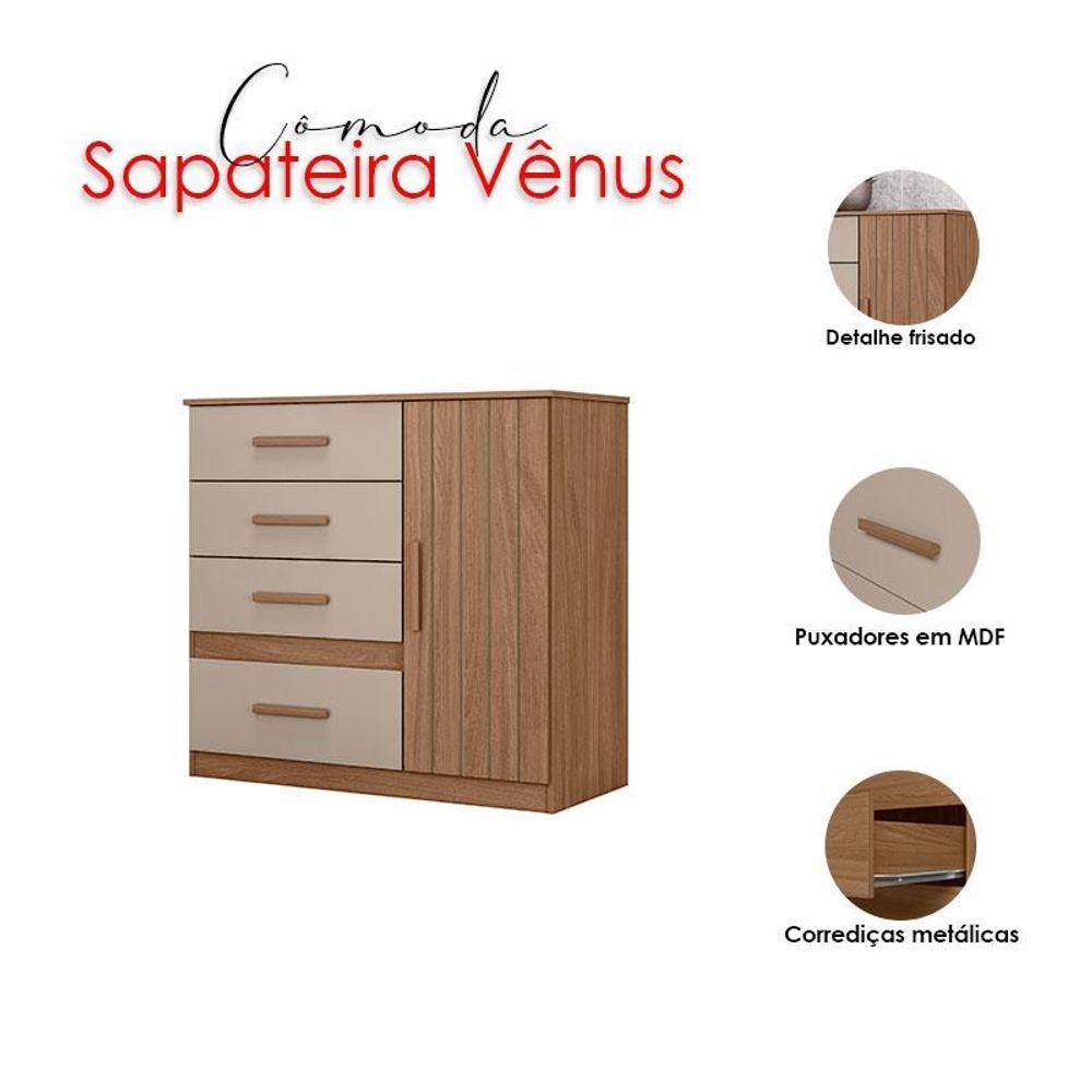 Guarda Roupa Solteiro Miami E Cômoda Vênus Carvalho Fendi - Moval - 6