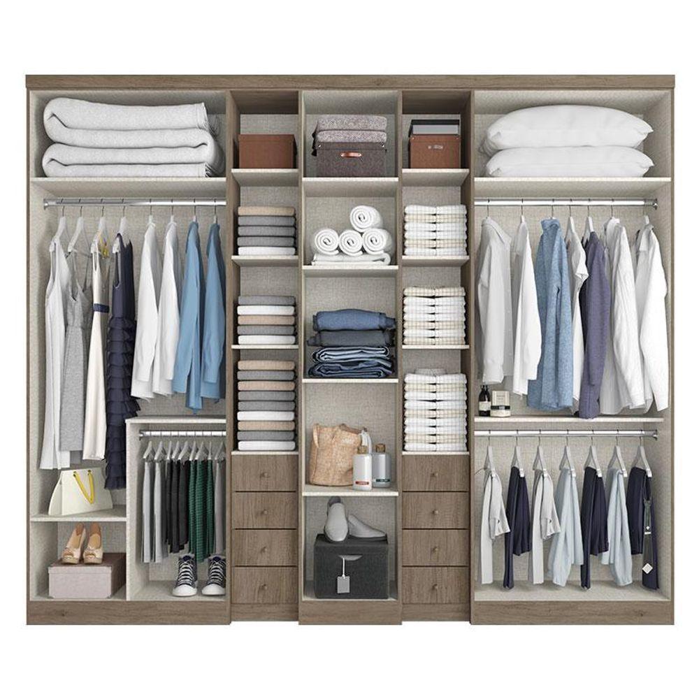Guarda Roupa Casal Absolut Clear 7 Portas Rustic Off White E Cabeceira Com Mesas De Cabeceira Formosa Rustic -thb - 3
