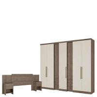 Guarda Roupa Casal Absolut Clear 7 Portas Rustic Off White E Cabeceira Com Mesas De Cabeceira Formosa Rustic -thb - 1