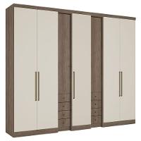 Guarda Roupa Casal Absolut Clear 7 Portas Rustic Off White E Cabeceira Com Mesas De Cabeceira Formosa Rustic -thb - 2