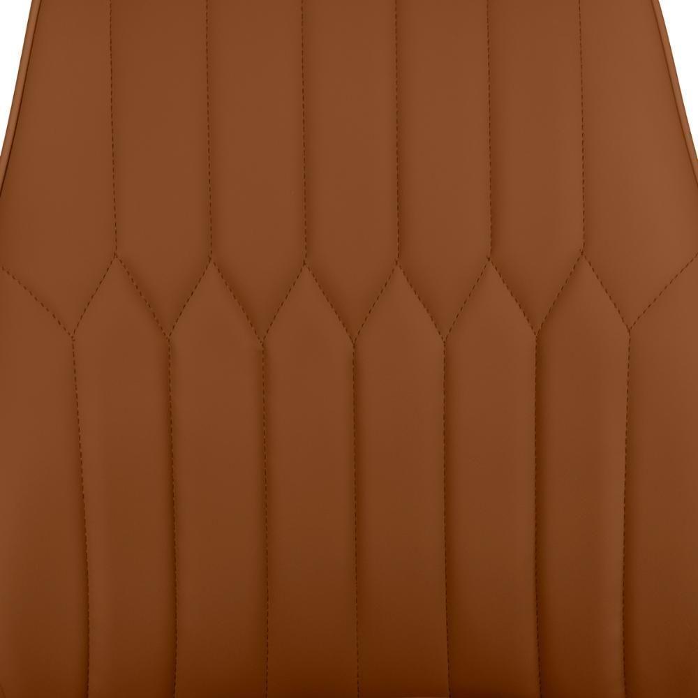 Cadeira De Jantar Estofada Torino Design Italiano Costuras Geométricas Base Em Metal - Caramelo-cinza Escuro - 10