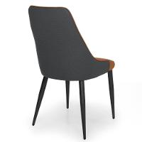 Cadeira De Jantar Estofada Torino Design Italiano Costuras Geométricas Base Em Metal - Caramelo-cinza Escuro - 7