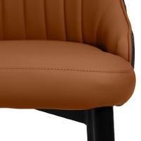 Cadeira De Jantar Estofada Torino Design Italiano Costuras Geométricas Base Em Metal - Caramelo-cinza Escuro - 9