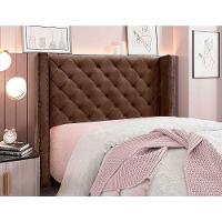 Cabeceira Estofada Egito Spz 160cm Casal Veludo - Amarena Móveis Marrom-2231 - 2
