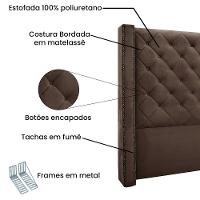 Cabeceira Estofada Egito Spz 160cm Casal Veludo - Amarena Móveis Marrom-2231