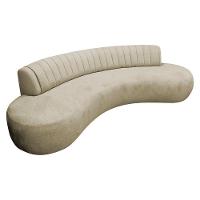 Divã Recamier Celeste Curvo Sala Estar Luxo 200cm Bouclé Bege - 1
