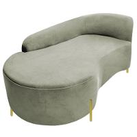 Divã Recamier Orgânico França 140cm Lado Esq Pés Metal Dourado Bouclé Verde Oliva - 3