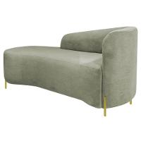 Divã Recamier Orgânico França 140cm Lado Esq Pés Metal Dourado Bouclé Verde Oliva