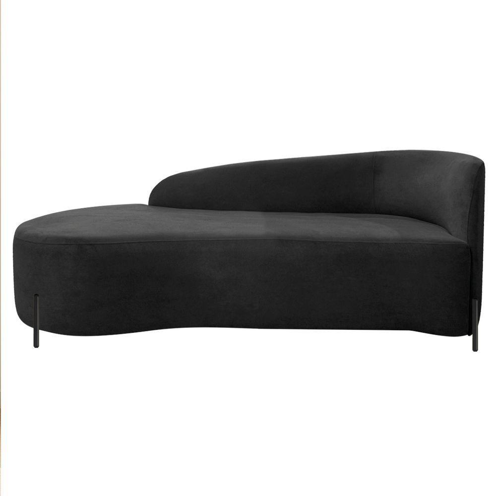 Divã Recamier Orgânico França 140cm Lado Esq Pés Metal Preto Bouclé Preto - 2