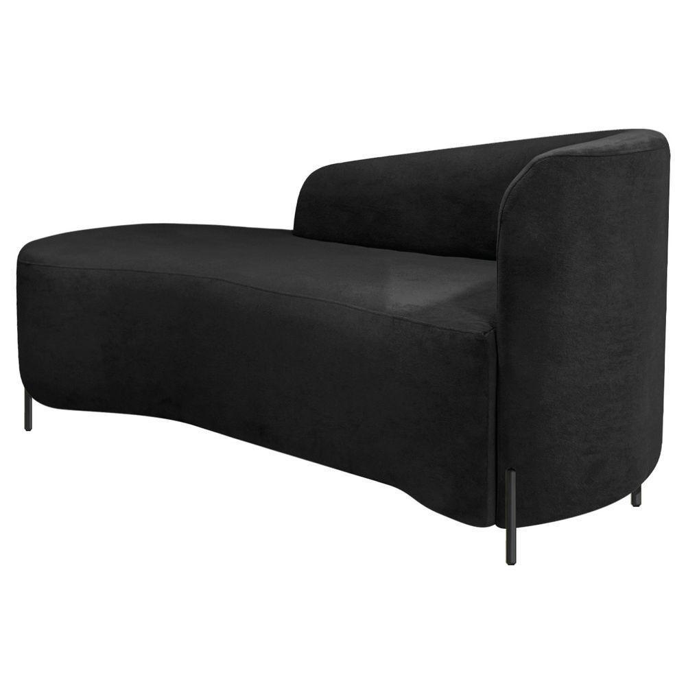 Divã Recamier Orgânico França 140cm Lado Esq Pés Metal Preto Bouclé Preto - 4