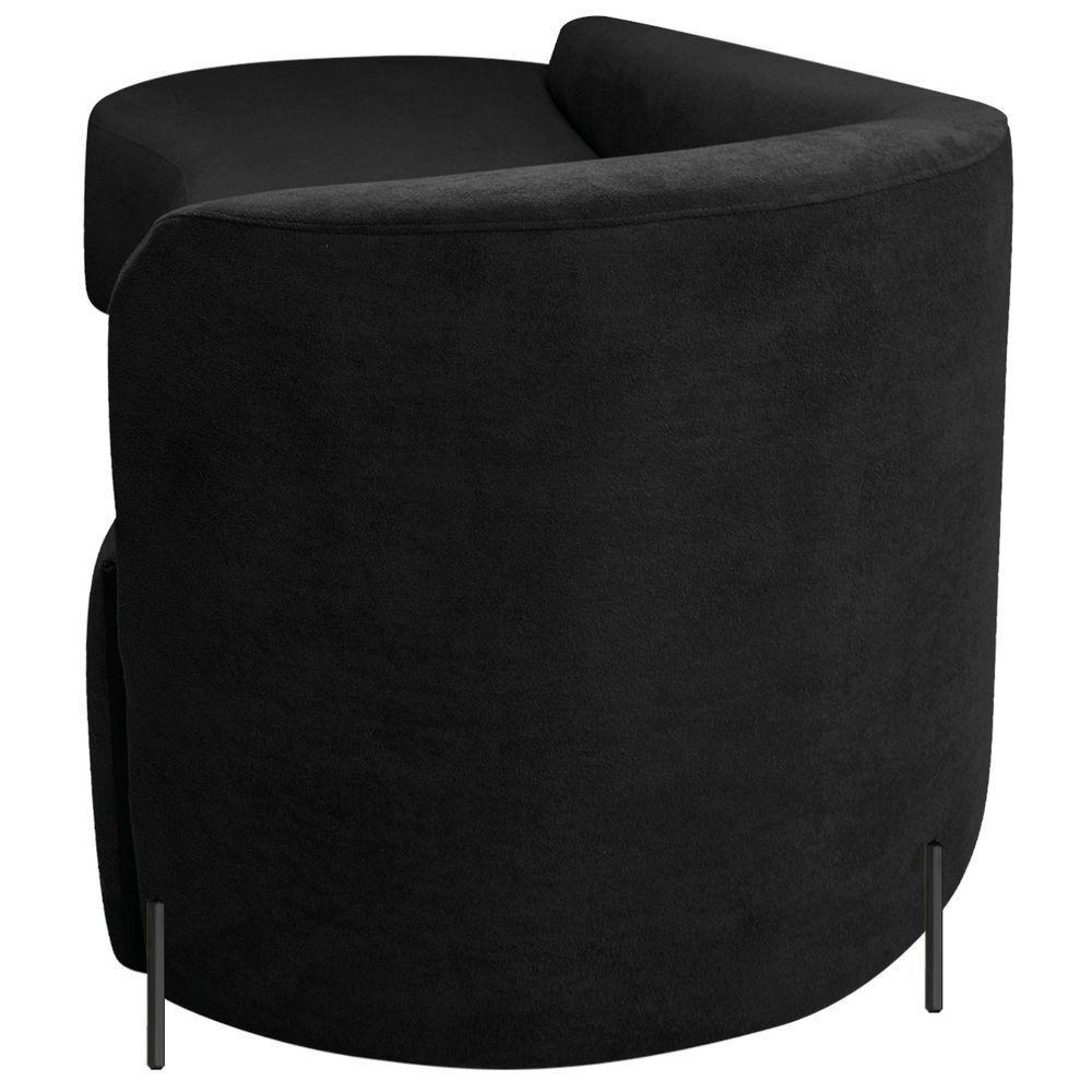 Divã Recamier Orgânico França 140cm Lado Esq Pés Metal Preto Bouclé Preto - 5