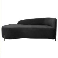 Divã Recamier Orgânico França 140cm Lado Esq Pés Metal Preto Bouclé Preto - 2