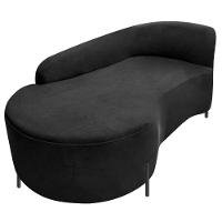 Divã Recamier Orgânico França 140cm Lado Esq Pés Metal Preto Bouclé Preto - 3