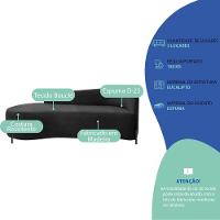 Divã Recamier Orgânico França 140cm Lado Esq Pés Metal Preto Bouclé Preto - 7
