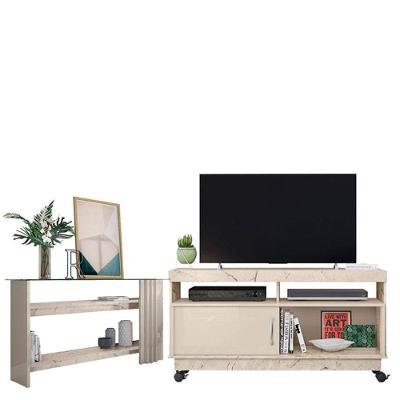 Rack Bancada Artur Com Aparador Frizz Calacata Off White - Madetec